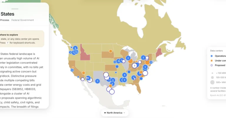 This map tracks data center projects and AI policy around the world
